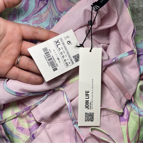 Zara Fairy grunge Babydoll Pastel Marble Mini Dress Cutout Front NWT Size XL - Picture 10 of 10